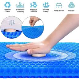 NESTLUNE Honeycomb Gel Seat Cushion Double Layer Thick Egg Sitting Chai in Blue - Size: 100 cm x 190 cm - thumbnail 4