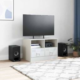 Berkfield Home TV Cabinet White 67x39x44 cm Steel - Size: 67 x 39 x 44 cm - thumbnail 1