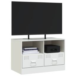 Berkfield Home TV Cabinet White 67x39x44 cm Steel - Size: 67 x 39 x 44 cm - thumbnail 4