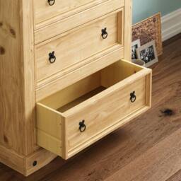 HD Designs Corona 4 Drawer Chest of Drawers Solid Wood Storage Bedroom Furniture in Brown - thumbnail 3