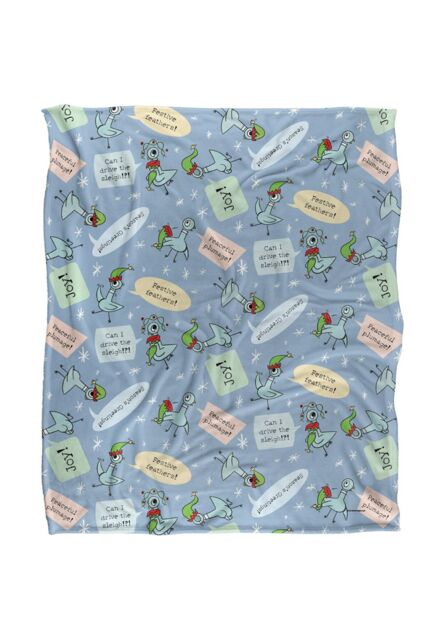 Hidden Pigeon Dont Let The Pigeon Drive The Sleigh Joy Pattern Blue Silky Touch Super Soft Throw Blanket 152 X 127 cm in White - image 1