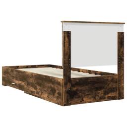Berkfield Home Bed Frame Smoked Oak & Silver 75 x 190 cm Engineered Wood in Brown - thumbnail 9