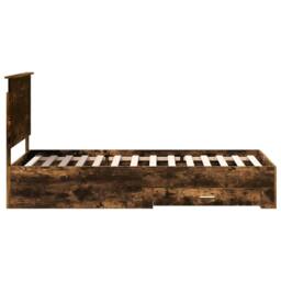 Berkfield Home Bed Frame Smoked Oak & Silver 75 x 190 cm Engineered Wood in Brown - thumbnail 8
