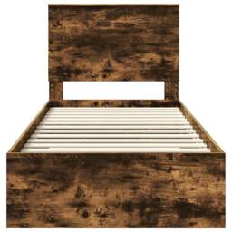 Berkfield Home Bed Frame Smoked Oak & Silver 75 x 190 cm Engineered Wood in Brown - thumbnail 7