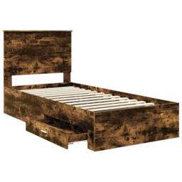 Berkfield Home Bed Frame Smoked Oak & Silver 75 x 190 cm Engineered Wood in Brown - thumbnail 5