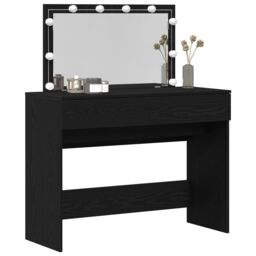 Berkfield Home Dressing Table with LED Black Oak 100x40x120 cm - Size: 100 x 40 x 120 cm - thumbnail 3