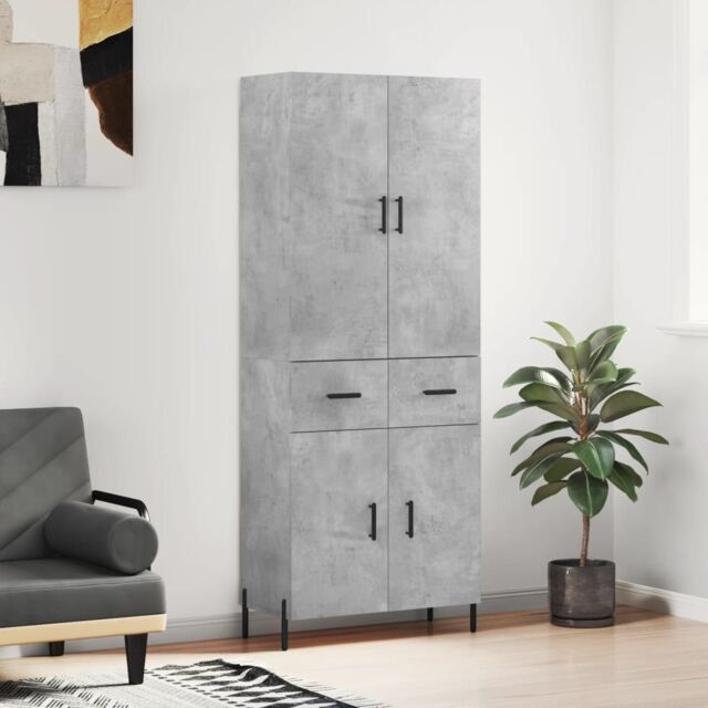 Berkfield Home Highboard Concrete Grey 69.5x34x180 cm Engineered Wood - image 1