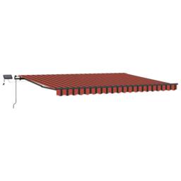 Berkfield Home Manual Retractable Awning with LED in Orange & Brown 400x350 cm - thumbnail 3