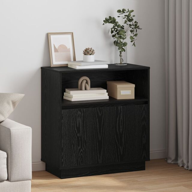 Berkfield Home Sideboard with LED Black Oak 71x34, 5x75 cm Engineered Wood - image 1