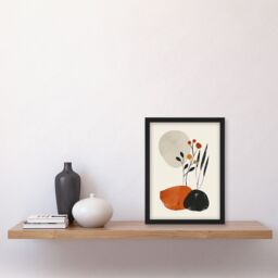 "Artery8 Rocks & Wild Flowers Bright Boho Japandi Style Framed Wall Art in Beige - Size: W12"" x H16""" - thumbnail 4
