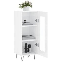 Berkfield Home Sideboard High Gloss White 34.5x34x90 cm Engineered Wood - thumbnail 4