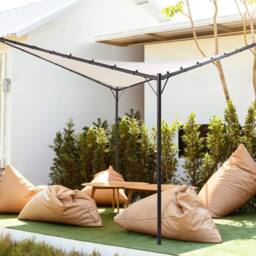 Wyld and Coco Pergola Pavilion Beige Polyester Canopy Powder Coat Steel