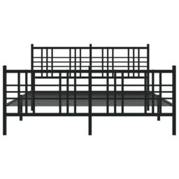 Berkfield Home Metal Bed Frame without Mattress with Footboard Black 150x200cm - Size: 150x200 cm - thumbnail 4