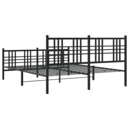 Berkfield Home Metal Bed Frame without Mattress with Footboard Black 150x200cm - Size: 150x200 cm - thumbnail 6