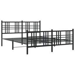 Berkfield Home Metal Bed Frame without Mattress with Footboard Black 150x200cm - Size: 150x200 cm - thumbnail 3