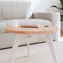 Berkfield Home Table Top Ã˜60x2.5 cm Round Solid Wood Beech in Brown - Size: 60x2.5 cm - thumbnail 1