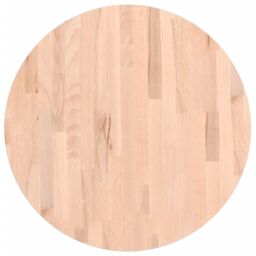Berkfield Home Table Top Ã˜60x2.5 cm Round Solid Wood Beech in Brown - Size: 60x2.5 cm - thumbnail 2