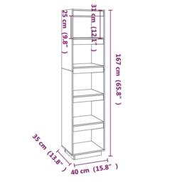 Berkfield Home Beautiful Book Cabinet/Room Divider Black 40x35x167 cm Solid Wood Pine - Size: 40 x 35 x 167 cm - thumbnail 8