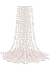 Neel Blue 9M Metallic Christmas Bead Chain - 7.5mm Shiny Pearl Garland in White - thumbnail 1