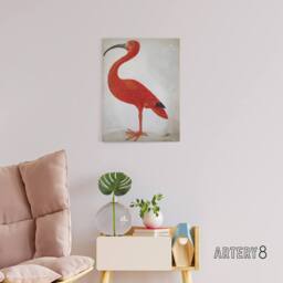 "Artery8 Merian Scarlet Ibis Bird With Egg Canvas Wall Art Print in Pink - Size: W24"" x H32""" - thumbnail 3