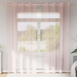 Berkfield Home Voile Curtains with Grommets 2 pcs Light Pink 140x225 cm - thumbnail 1