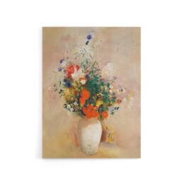 "Artery8 Vase of Flowers in Pink Background Redon Vintage Canvas Wall Art - Size: W18"" x H24""" - thumbnail 1