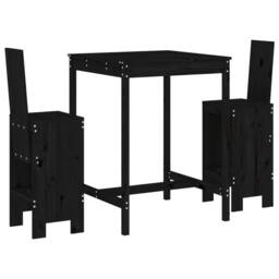 Berkfield Home 3 Piece Garden Bar Set Black Solid Wood Pine