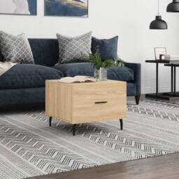 Berkfield Home Coffee Table Sonoma Oak 50x50x40 cm Engineered Wood in Light Brown - Size: 50 x 50 x 40 cm - thumbnail 2