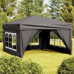 Berkfield Home Decorative Folding Party Tent with Sidewalls Anthracite 3x3 m in Dark Grey - thumbnail 2