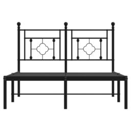 Berkfield Home Metal Bed Frame without Mattress with Headboard Black 120x190cm - Size: 120x190 cm - thumbnail 5