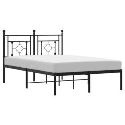 Berkfield Home Metal Bed Frame without Mattress with Headboard Black 120x190cm - Size: 120x190 cm - thumbnail 2