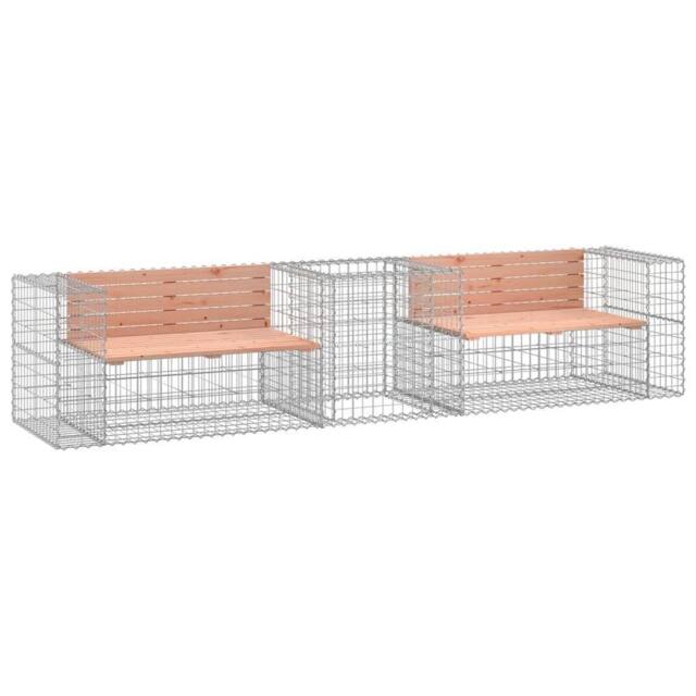 Berkfield Home Garden Bench with Gabion Basket Solid Wood Douglas in Brown - image 1