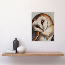 "Artery8 Peaceful Owl Portrait Calm Magical Bird Animal Wall Art Print in Brown - Size: W24"" x H32""" - thumbnail 4