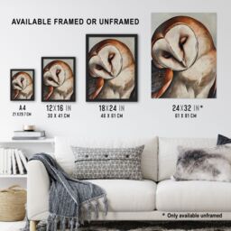 "Artery8 Peaceful Owl Portrait Calm Magical Bird Animal Wall Art Print in Brown - Size: W24"" x H32""" - thumbnail 3
