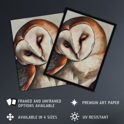 "Artery8 Peaceful Owl Portrait Calm Magical Bird Animal Wall Art Print in Brown - Size: W24"" x H32""" - thumbnail 2