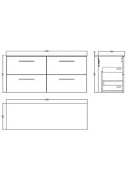 Balterley Level 1200mm Wall Hung 4 Drawer Vanity Unit with Worktop - Gloss White - thumbnail 2