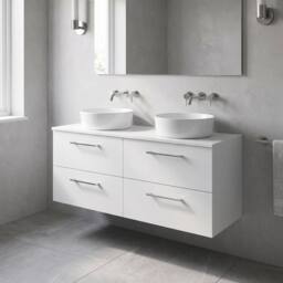 Balterley Level 1200mm Wall Hung 4 Drawer Vanity Unit with Worktop - Gloss White - thumbnail 4