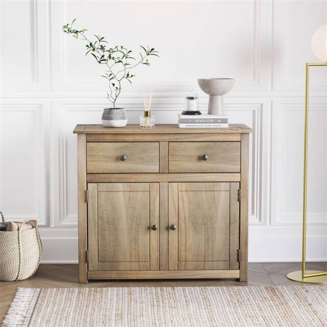 SPETLEK Solid Wood Sideboard 2 Drawer 2 Door Buffet Cabinet Display in Beige - image 1