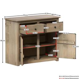 SPETLEK Solid Wood Sideboard 2 Drawer 2 Door Buffet Cabinet Display in Beige - thumbnail 2
