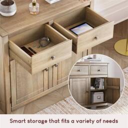 SPETLEK Solid Wood Sideboard 2 Drawer 2 Door Buffet Cabinet Display in Beige - thumbnail 4