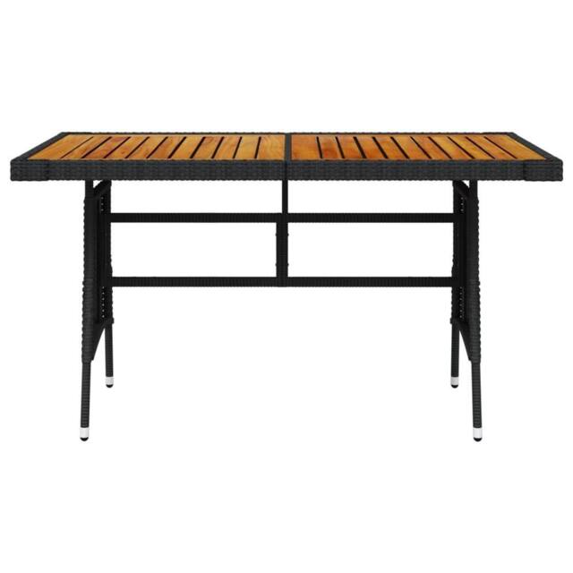 Berkfield Home Garden Table Black 130x70x72 cm Poly Rattan & Solid Acacia Wood - Size: 130 x 70 x 72 cm - image 1