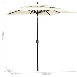 Berkfield Home 3-Tier Parasol with Aluminium Pole Sand 2x2 m in Beige - thumbnail 6