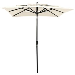 Berkfield Home 3-Tier Parasol with Aluminium Pole Sand 2x2 m in Beige - thumbnail 2