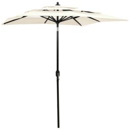 Berkfield Home 3-Tier Parasol with Aluminium Pole Sand 2x2 m in Beige - thumbnail 1