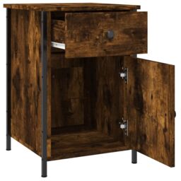 Berkfield Home Bedside Cabinet Smoked Oak 40x42x60 cm Engineered Wood in Brown - Size: 40 x 42 x 60 cm - thumbnail 6