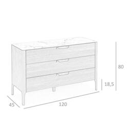 Angel Cerda Walnut-veneer 3-drawer chest with marble-effect glass in Brown - thumbnail 7