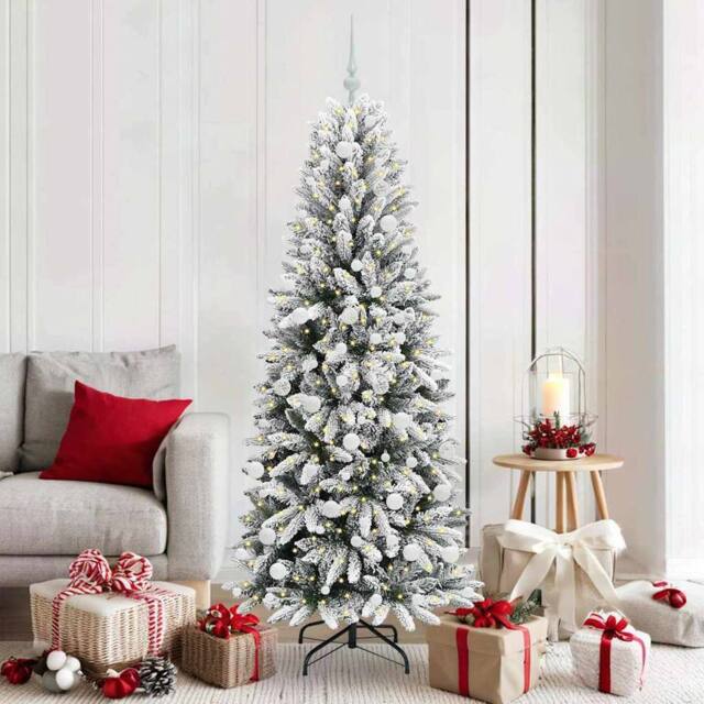 Berkfield Home Artificial Christmas Tree with 300 LEDs White 73 x 73 x 180 cm - image 1