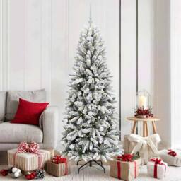 Berkfield Home Artificial Christmas Tree with 300 LEDs White 73 x 73 x 180 cm - thumbnail 1