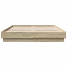 Berkfield Home Bed Frame with LED without Mattress Sonoma Oak 150x200 cm King Size in Brown - thumbnail 6