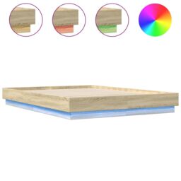 Berkfield Home Bed Frame with LED without Mattress Sonoma Oak 150x200 cm King Size in Brown - thumbnail 2